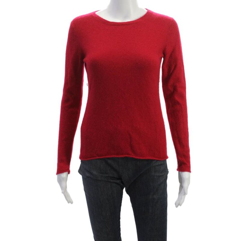 Ply Cashmere Womens Pullover Sweater Red Cashmere Round Neck Long Sleeve Size M